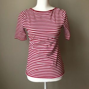 Boatneck striped tee with cutout cross cross back